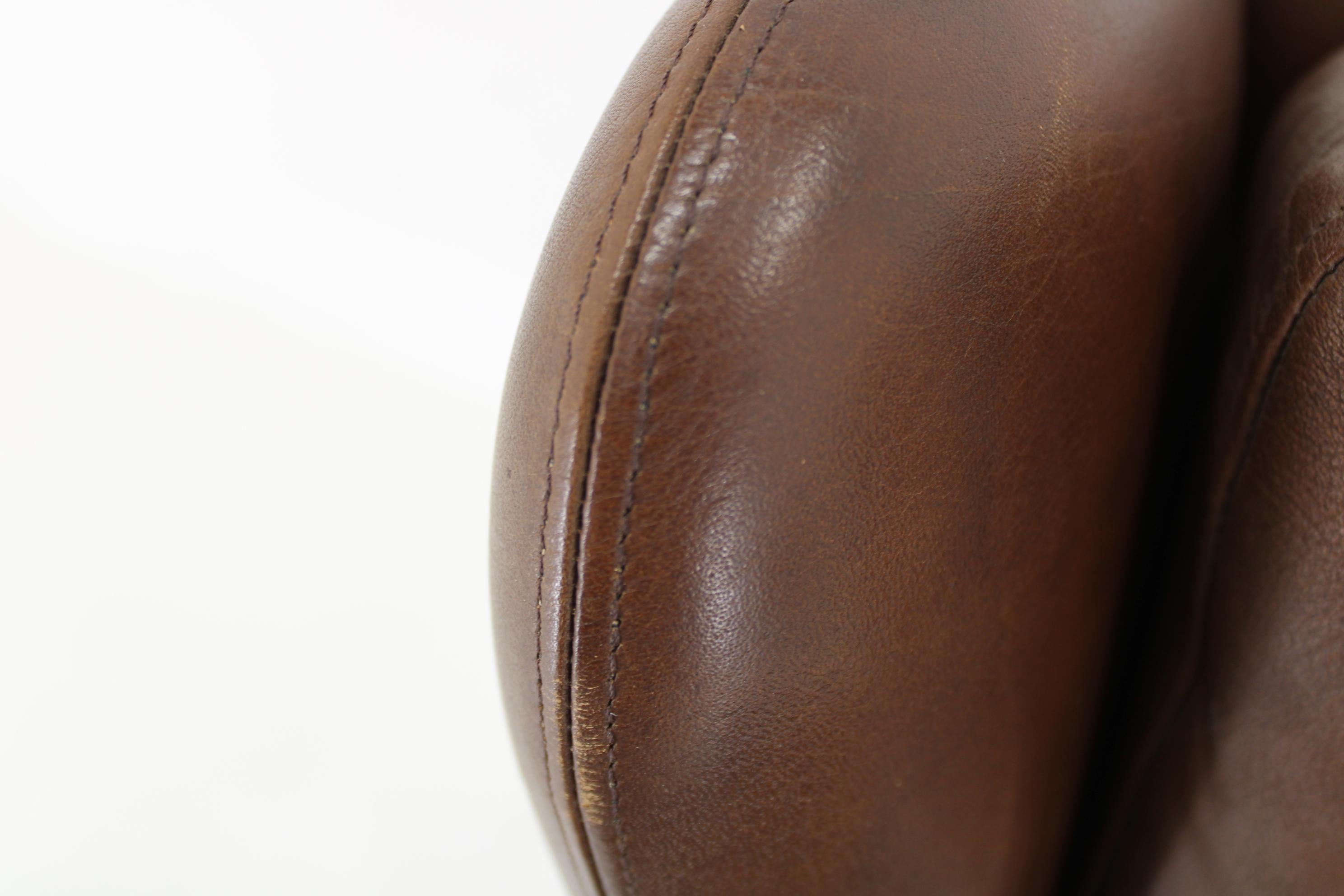 1970 Svend Skipper High Back Armchair and Ottoman in Brown Leather, Denmark For Sale 10
