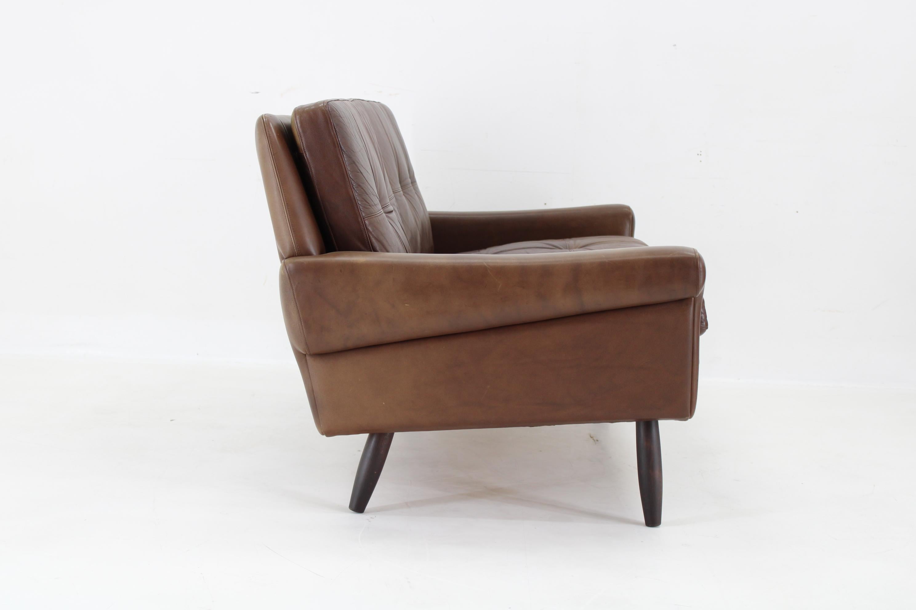 1970 Svend Skipper Living Room Set in Brown Leather, Denmark In Good Condition For Sale In Praha, CZ