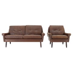 1970 Svend Skipper Living Room Set in Brown Leather, Denmark