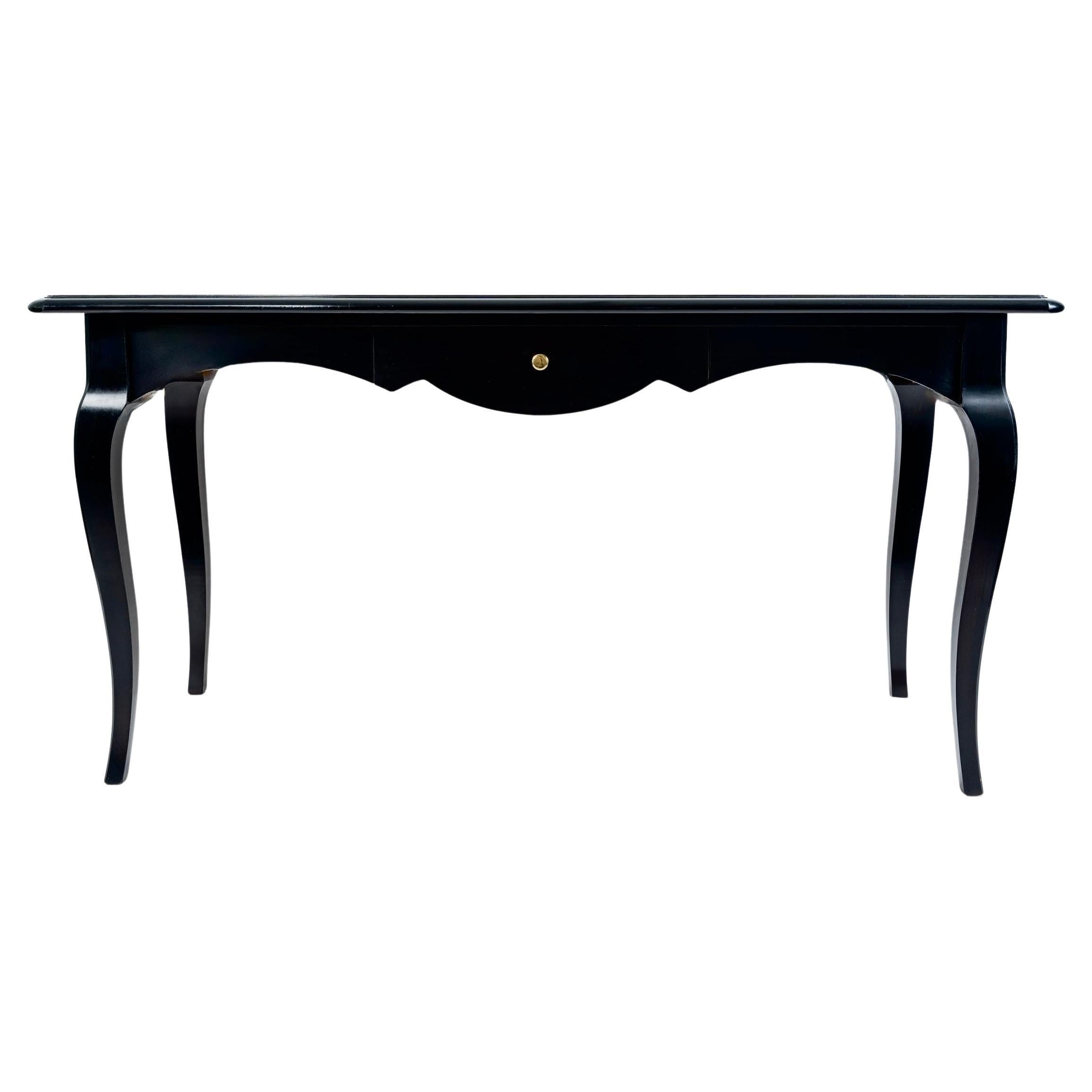 Table console de 1970 en laque noire cirée "Palace Le Lotti"