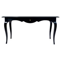 Table console de 1970 en laque noire cirée "Palace Le Lotti"