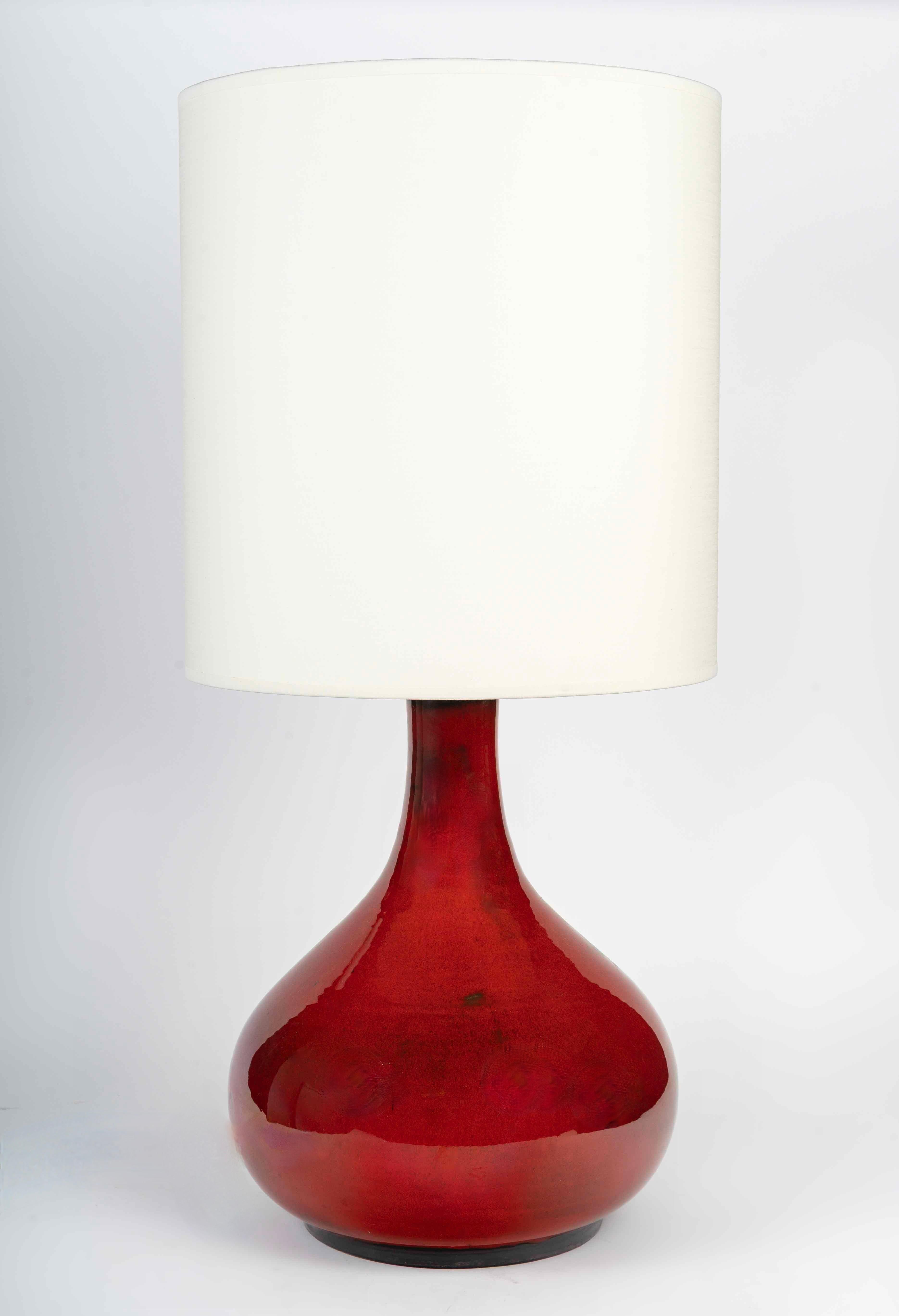 Lampe de table en céramique émaillée de Maison Roche, 1970 Bon état - En vente à Saint-Ouen, FR