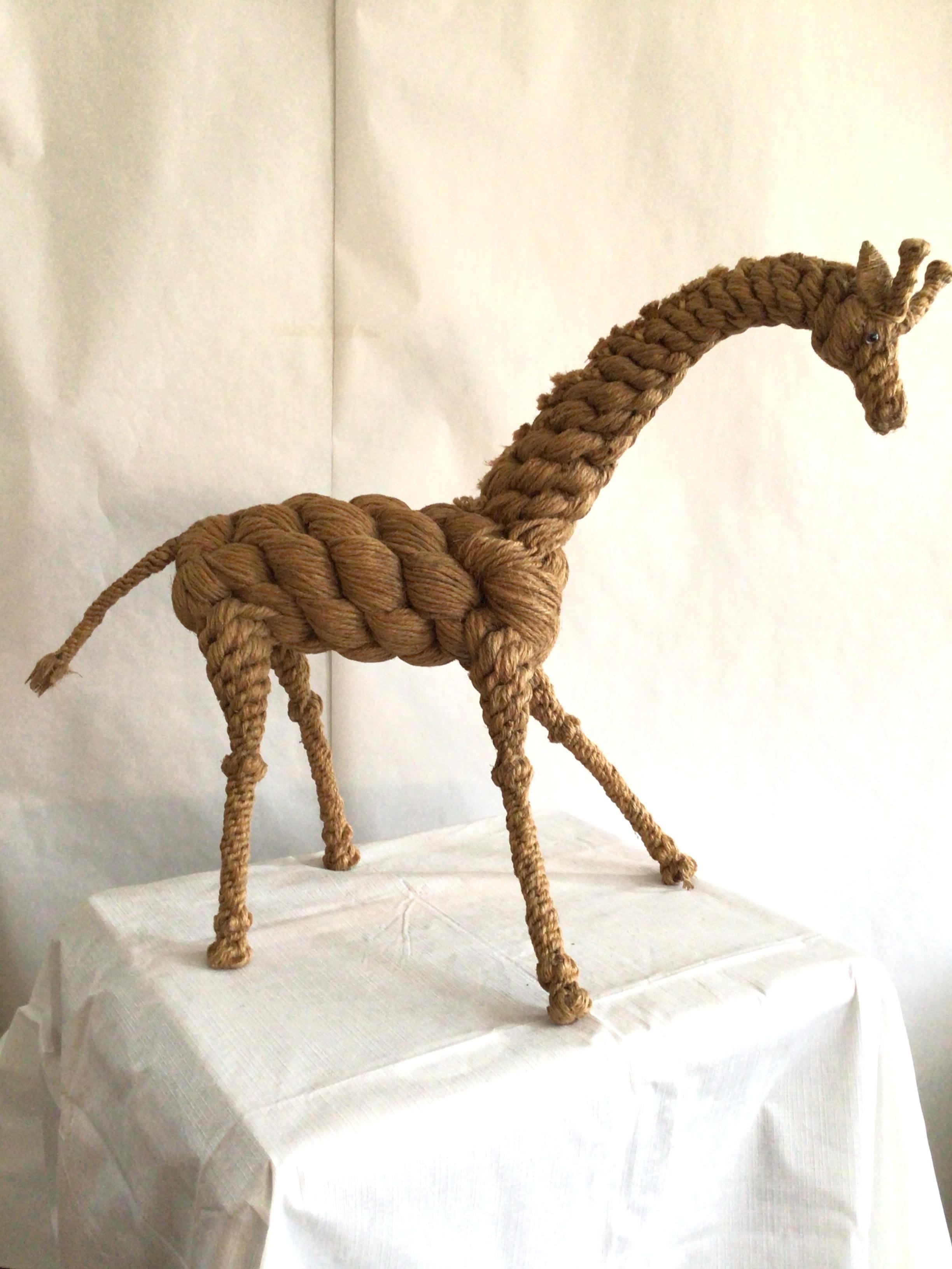 Unknown 1970 Tabletop Twisted Rope Giraffe For Sale
