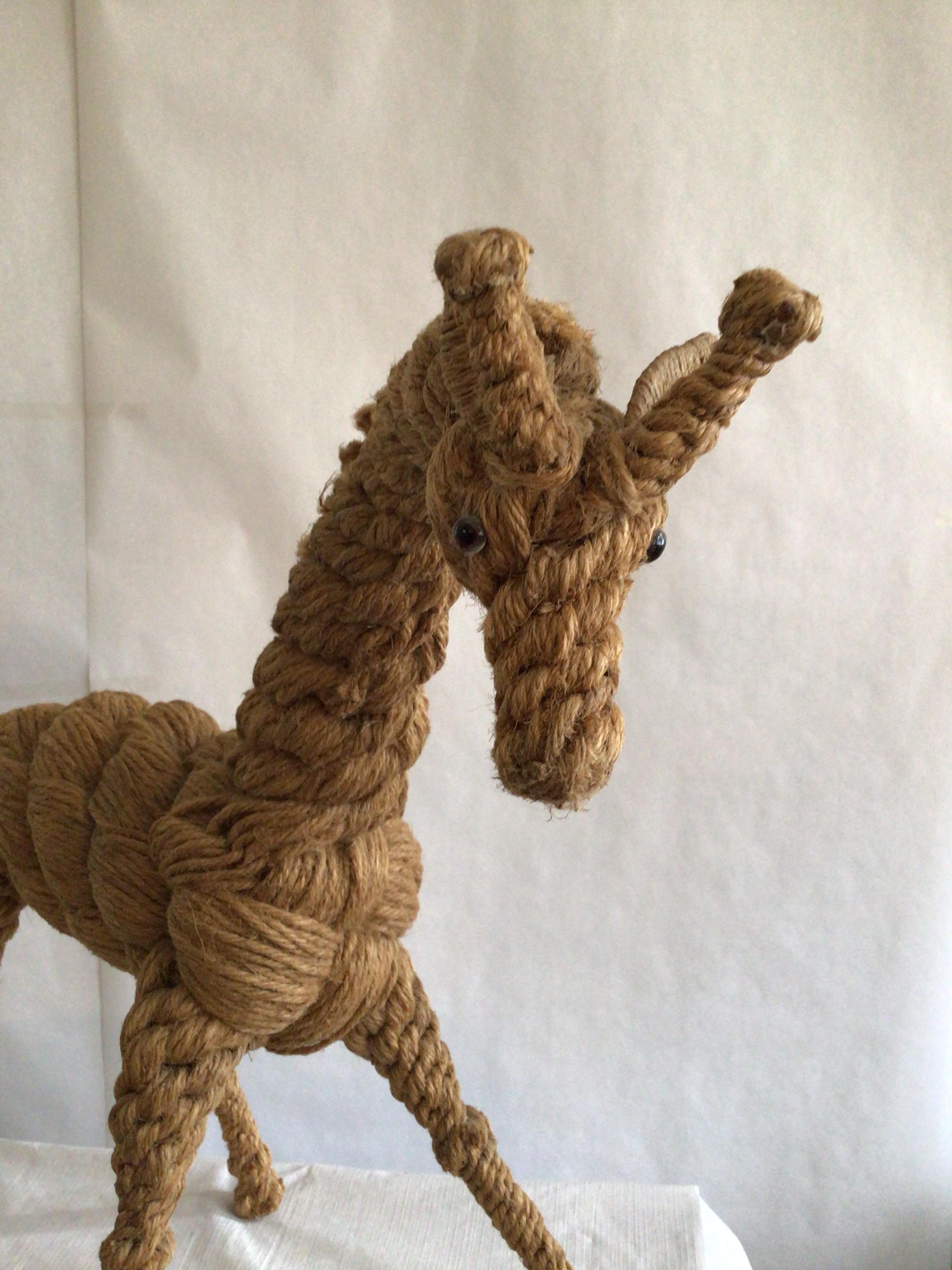 Hand-Crafted 1970 Tabletop Twisted Rope Giraffe For Sale