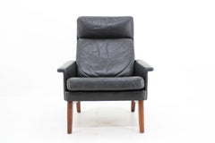 1970 Teak Leather High Back Armchair, Denmark