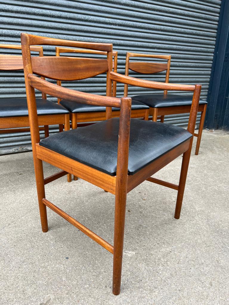 1970 Teak McIntosh Retro Dining Chairs ( 6) Upholstered in original black vinyl In Good Condition For Sale In Markington, GB