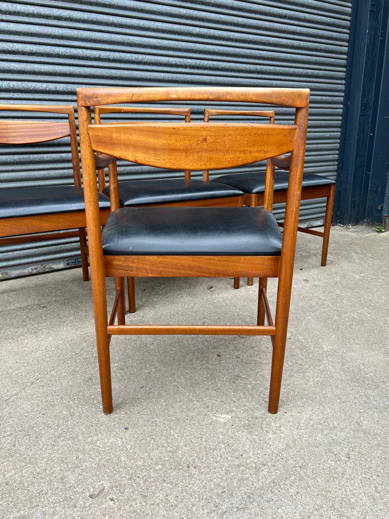 20th Century 1970 Teak McIntosh Retro Dining Chairs ( 6) Upholstered in original black vinyl For Sale