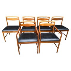 1970 Teck McIntosh Retro Dining Chairs ( 6) Tapissé en vinyle noir d'origine
