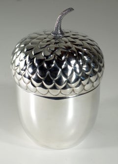 Seau à glace italien Teghini Firenze en métal argenté à glands, 1970