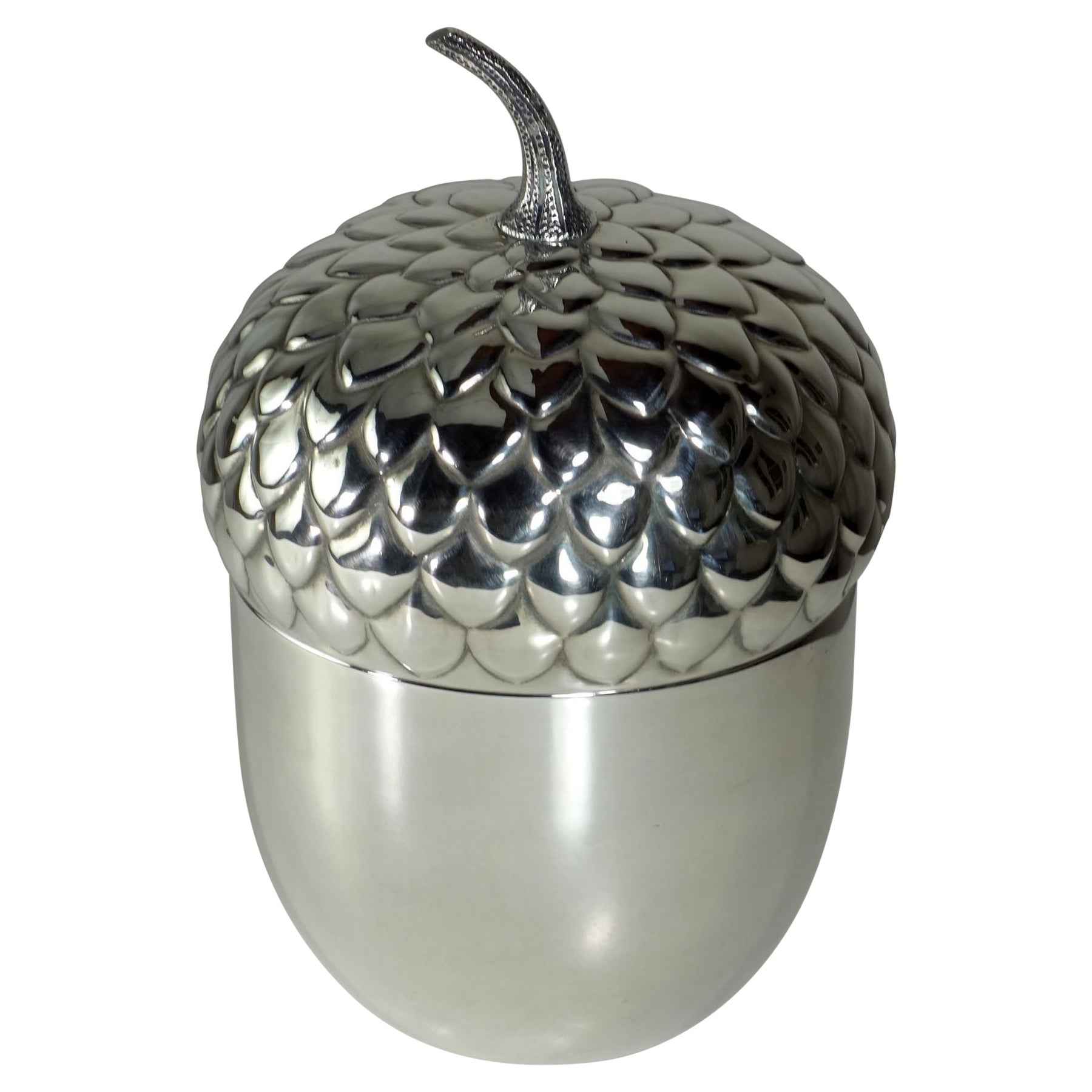 1970 Teghini Firenze Italian Silver Plated Acorn Ice Bucket