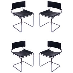 1970 Terry Luigi Saccardo Arrmet Space Age Italian Design Black Leather Chairs