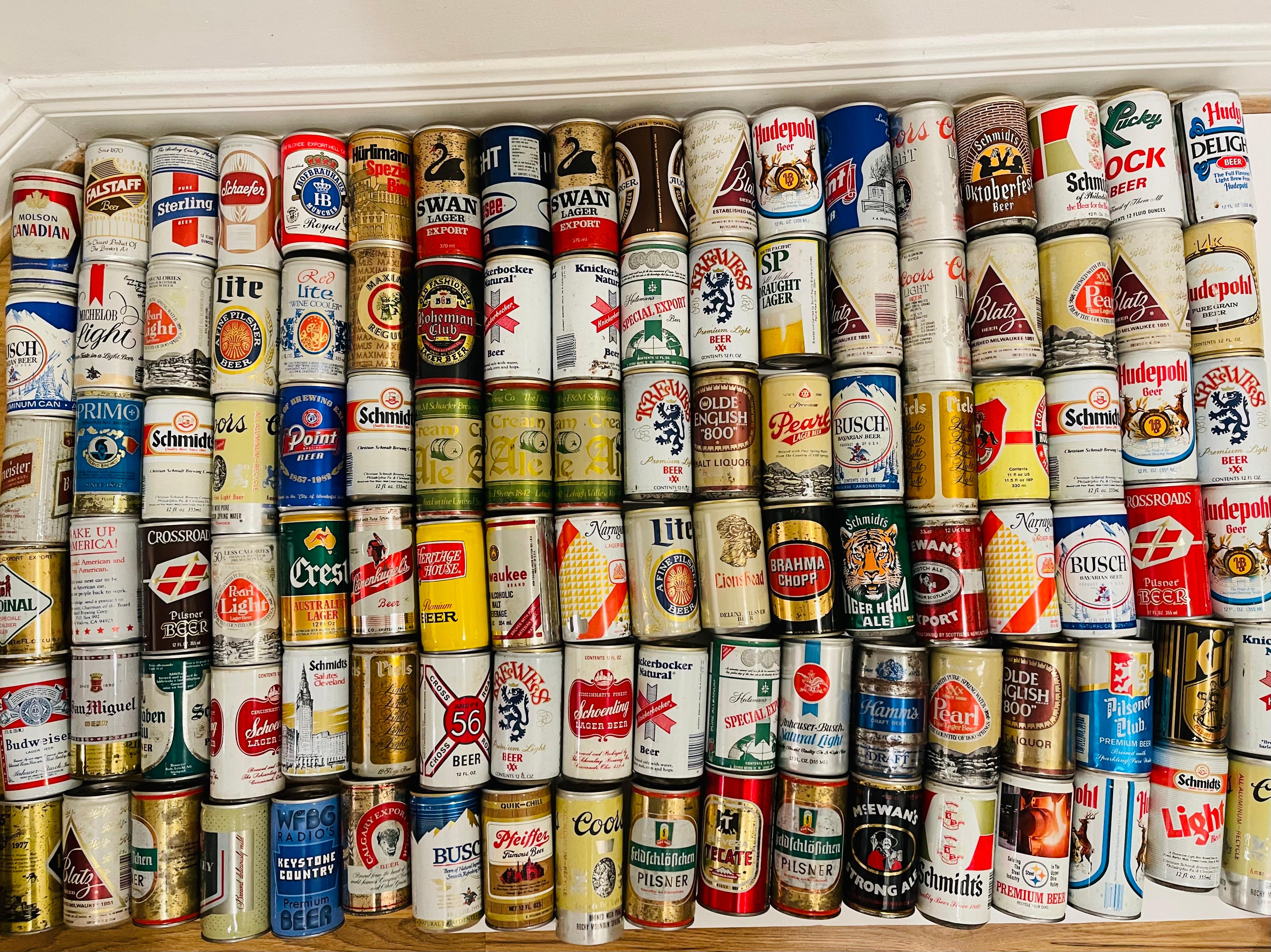 105 pcs all different empty beer can collection from 1970 th, international Breweriana.