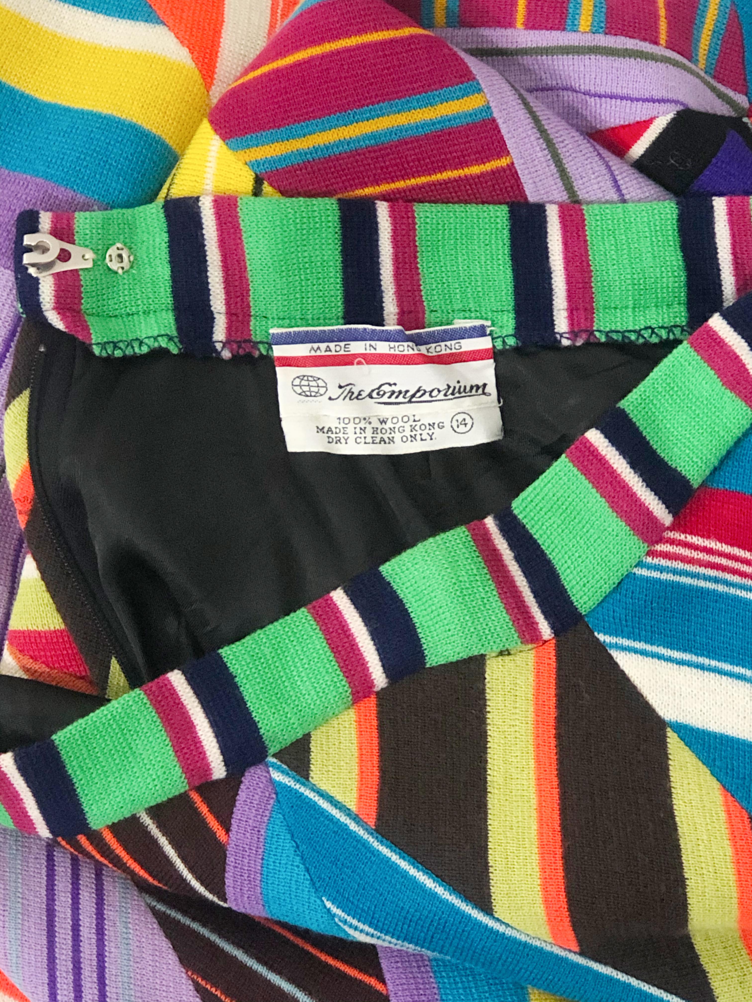 1970 The Emporium Fine Wool Knit Patchwork Modernist Maxi Skirt In Excellent Condition For Sale In Gresham, OR