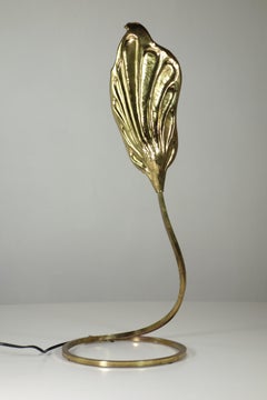 1970 Tommaso Barbi Carlo Giorgi Italian Design Leaf Brass Table Lamp