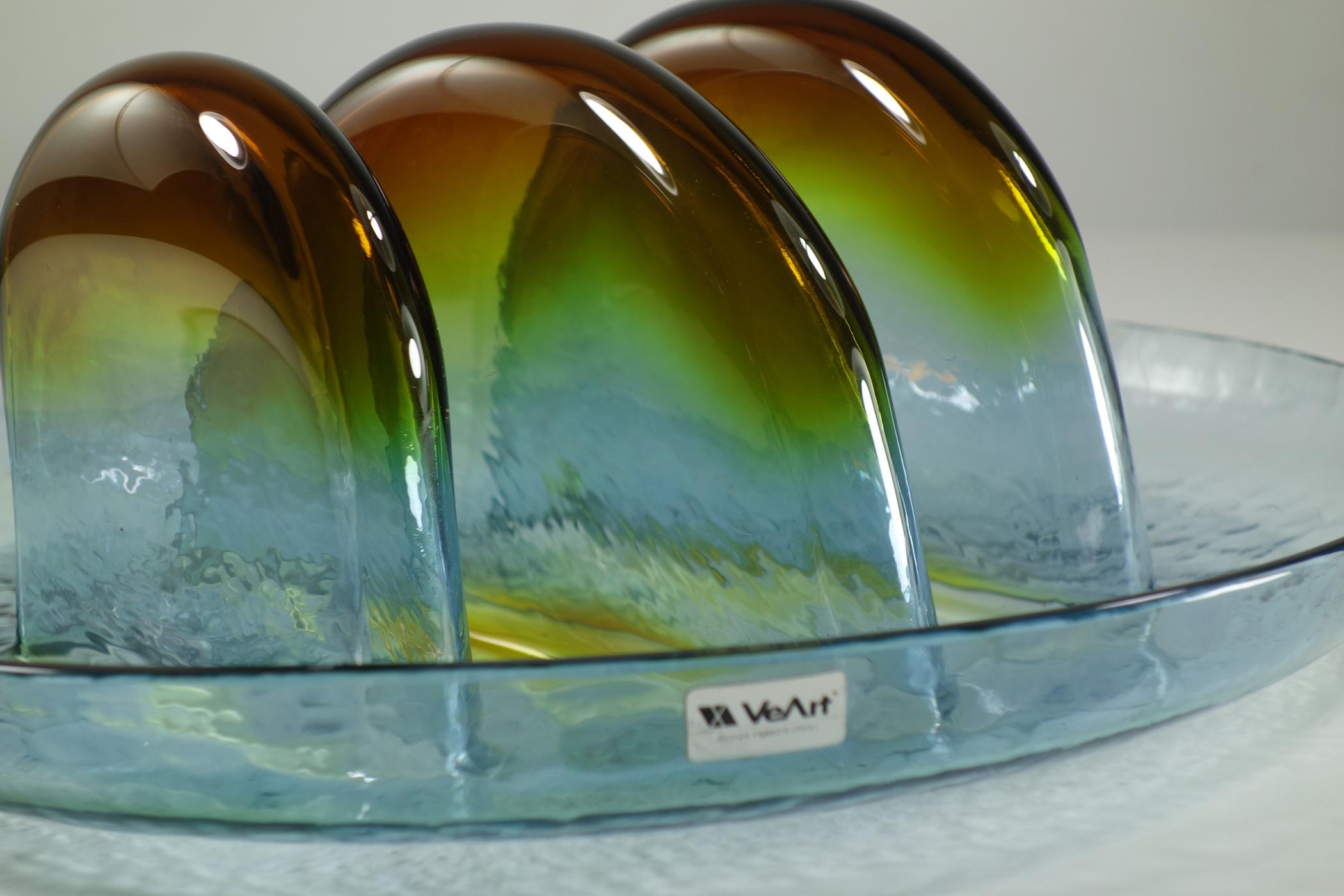 1970 Toni Zuccheri VeArt Escultura de placa de cristal de Murano de diseño italiano de la era espacial en venta 3