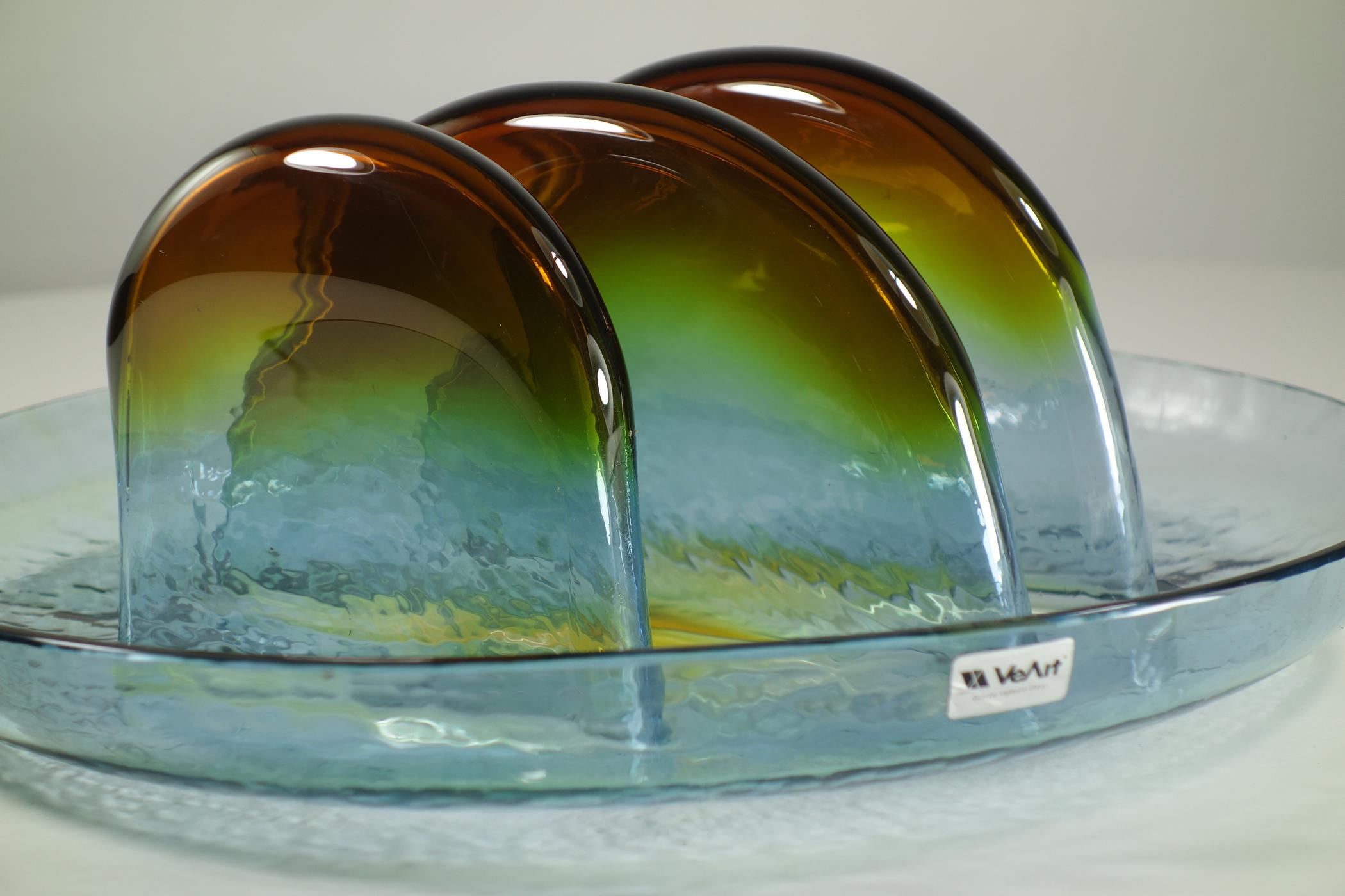 1970 Toni Zuccheri VeArt Escultura de placa de cristal de Murano de diseño italiano de la era espacial Era espacial en venta