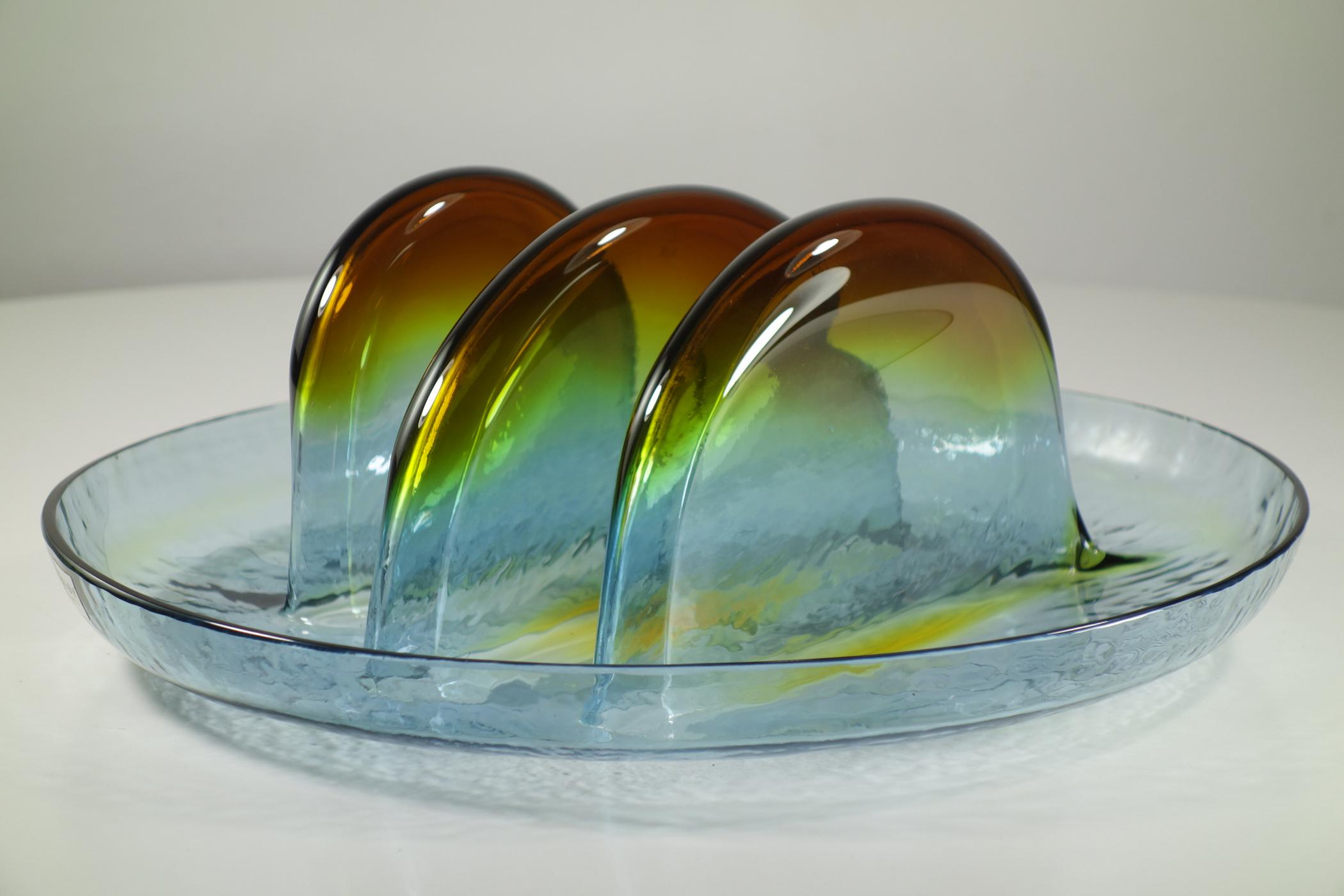 1970 Toni Zuccheri VeArt Escultura de placa de cristal de Murano de diseño italiano de la era espacial Italiano en venta