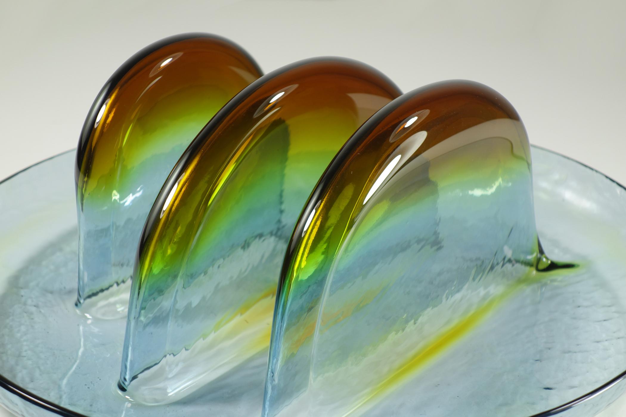 1970 Toni Zuccheri VeArt Escultura de placa de cristal de Murano de diseño italiano de la era espacial en Excelente estado para la venta en Brescia, IT