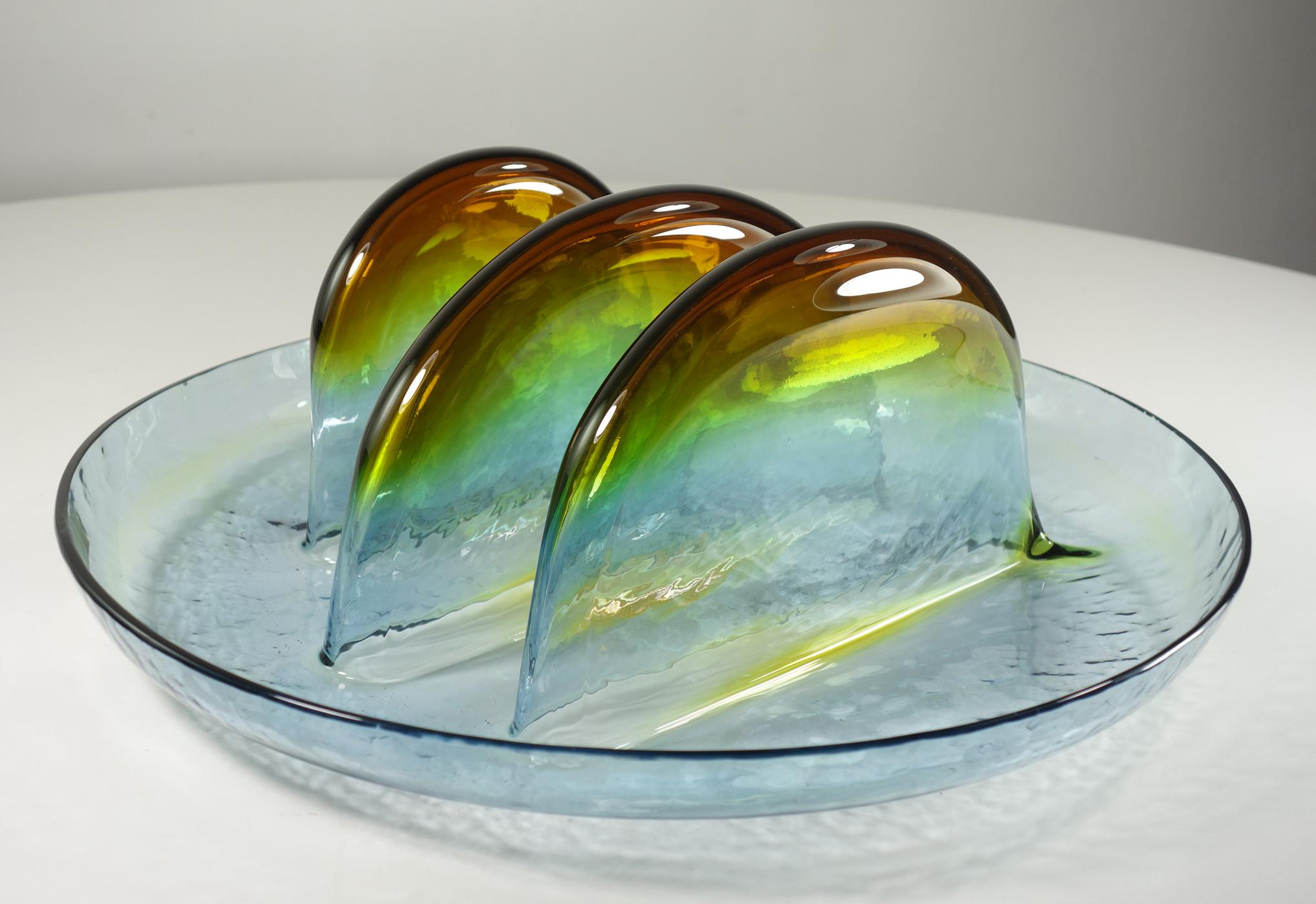 1970 Toni Zuccheri VeArt Escultura de placa de cristal de Murano de diseño italiano de la era espacial en venta 1