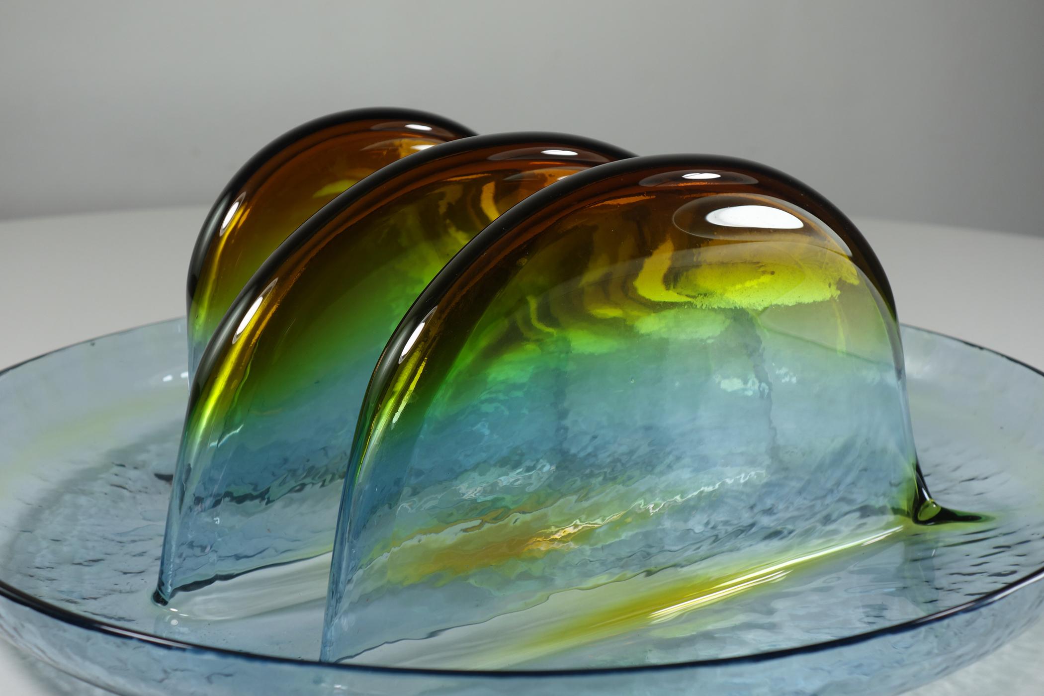 1970 Toni Zuccheri VeArt Escultura de placa de cristal de Murano de diseño italiano de la era espacial en venta 2