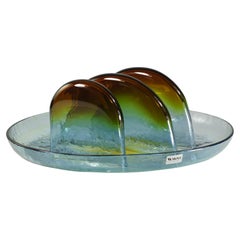 1970 Toni Zuccheri VeArt Design Italiano A Space Age Piatto Scultura in Vetro di Murano