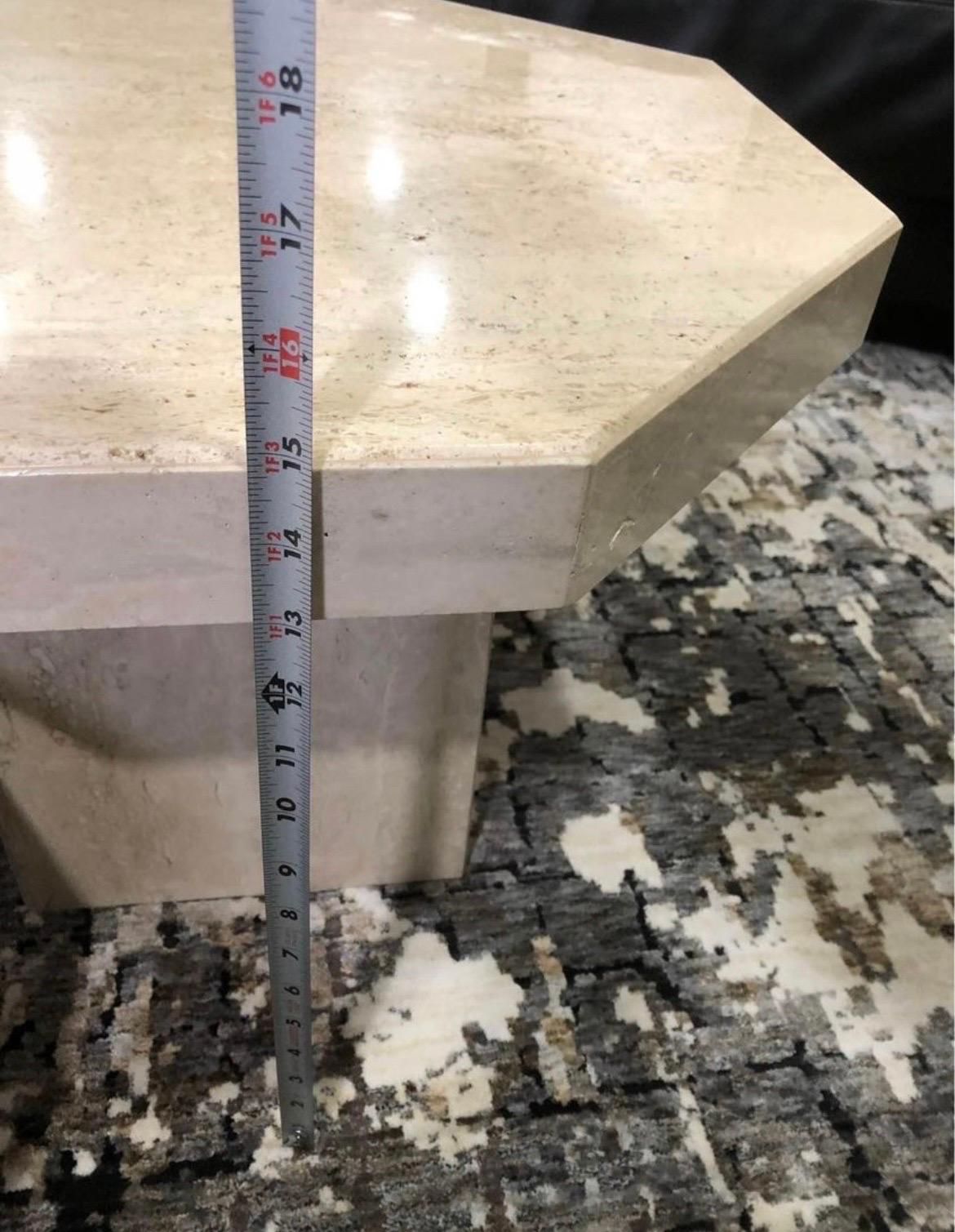 1970 Travertine Octagon Nested Tables - a Set of 3 For Sale 1