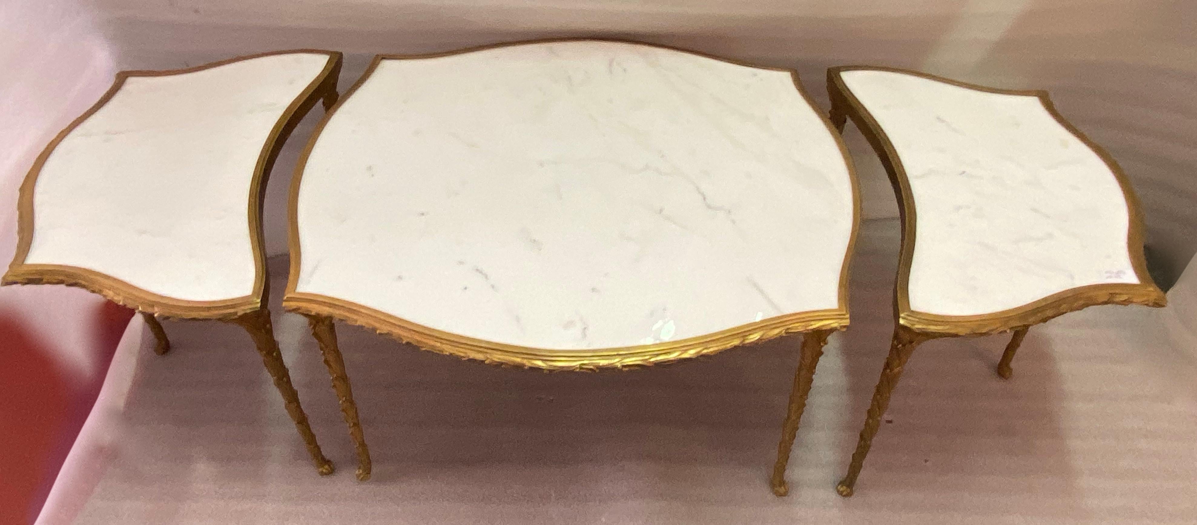 Table tripartite des années 1970 Maison Charles Crossbow, Jansen Or Bagus Décoration palmier en vente 10