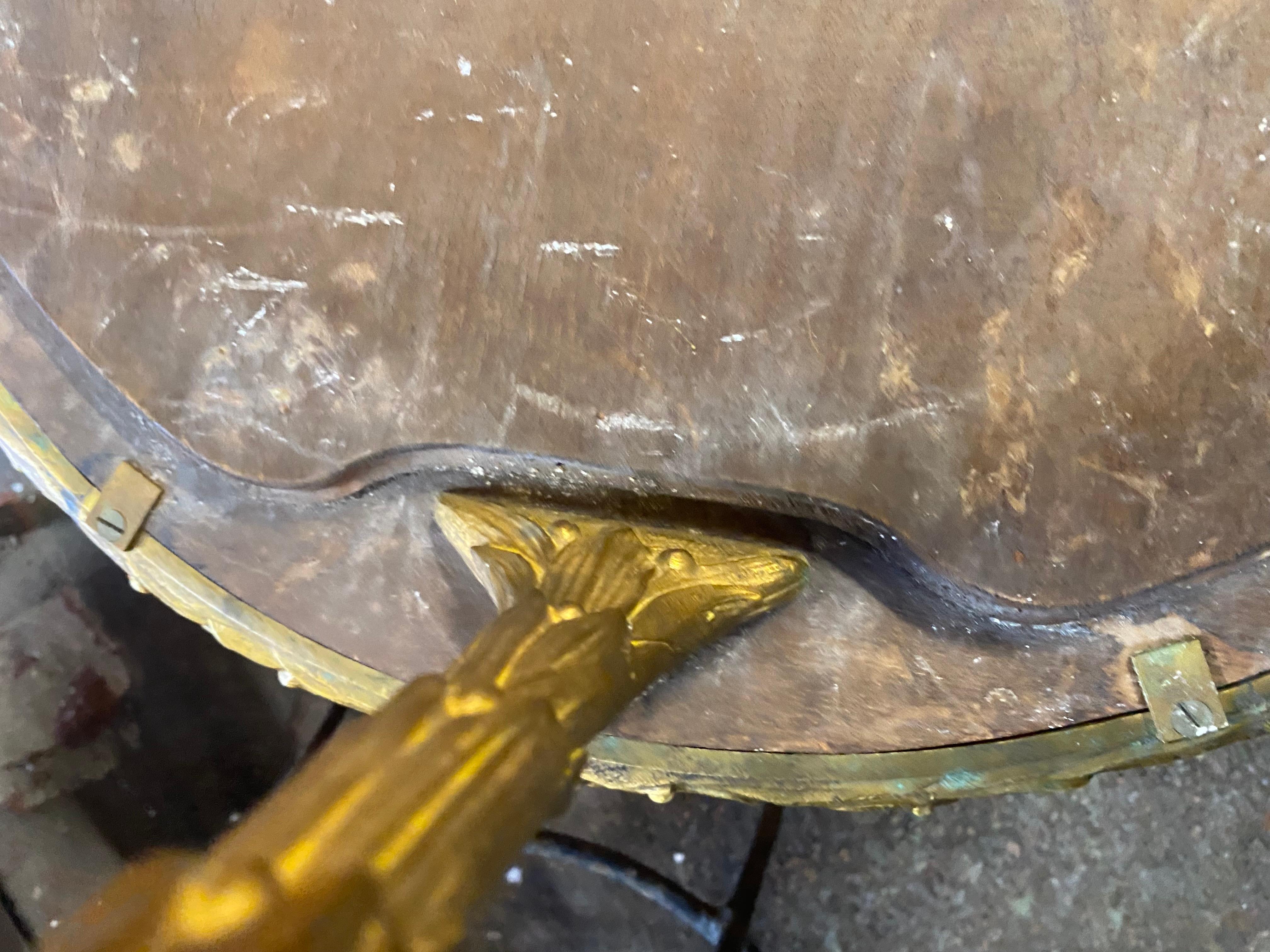 1970 Table tripartite Maison Charles, Jansen ou Baguès Décor de palmier, bronze en vente 5