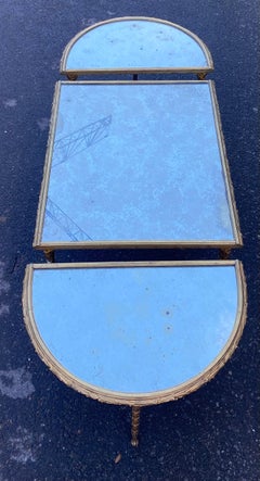 1970 Tripartite Table Maison Charles, Jansen Or Baguès Palm Tree Decor , Bronze