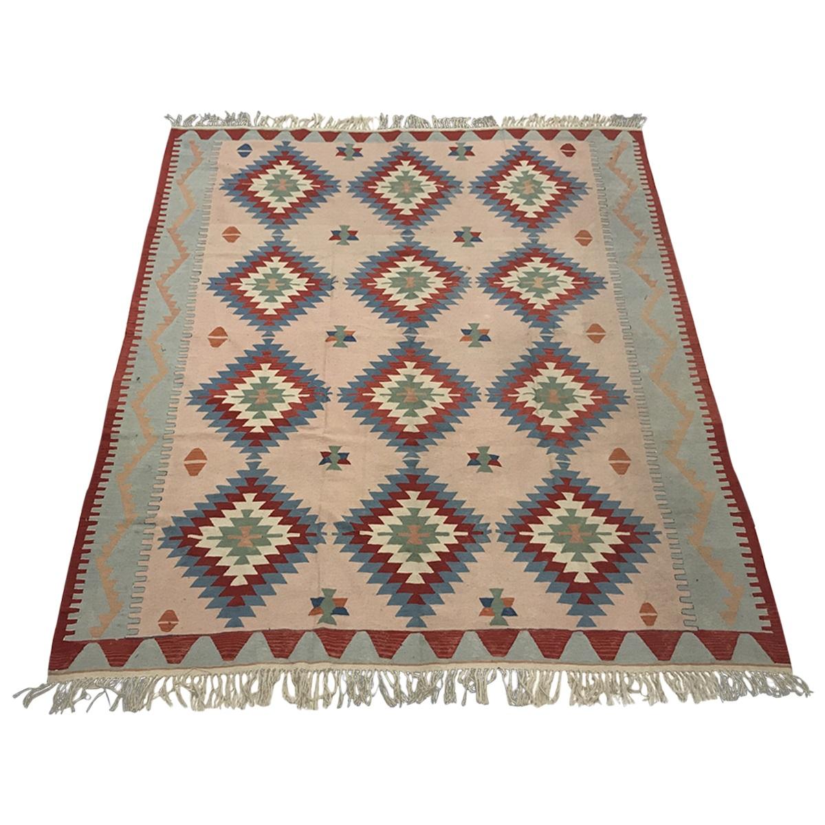 Tapis Ghelim turc en laine, unique en son genre, vintage et ancien, 1970 en vente