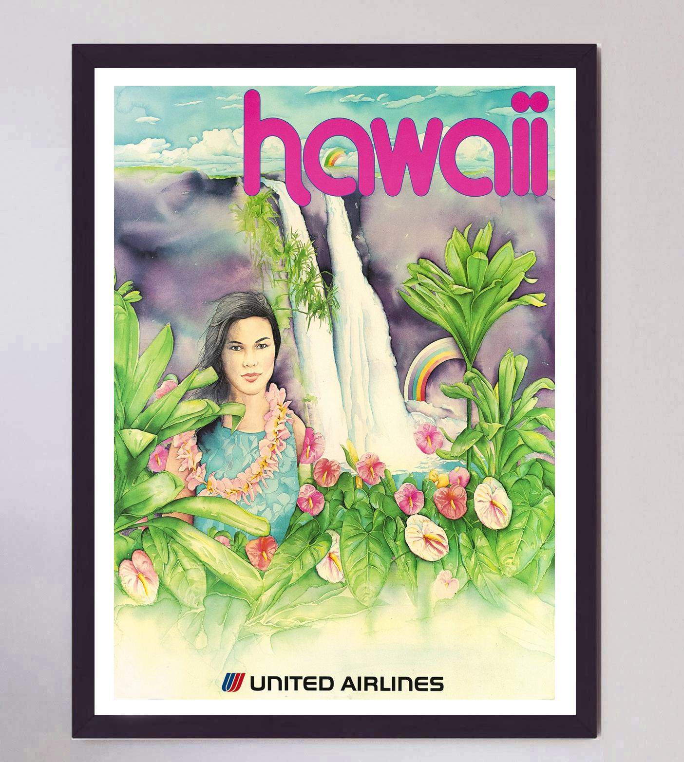 Fin du 20e siècle 1970 United Airlines - Hawaii Original Vintage Poster en vente