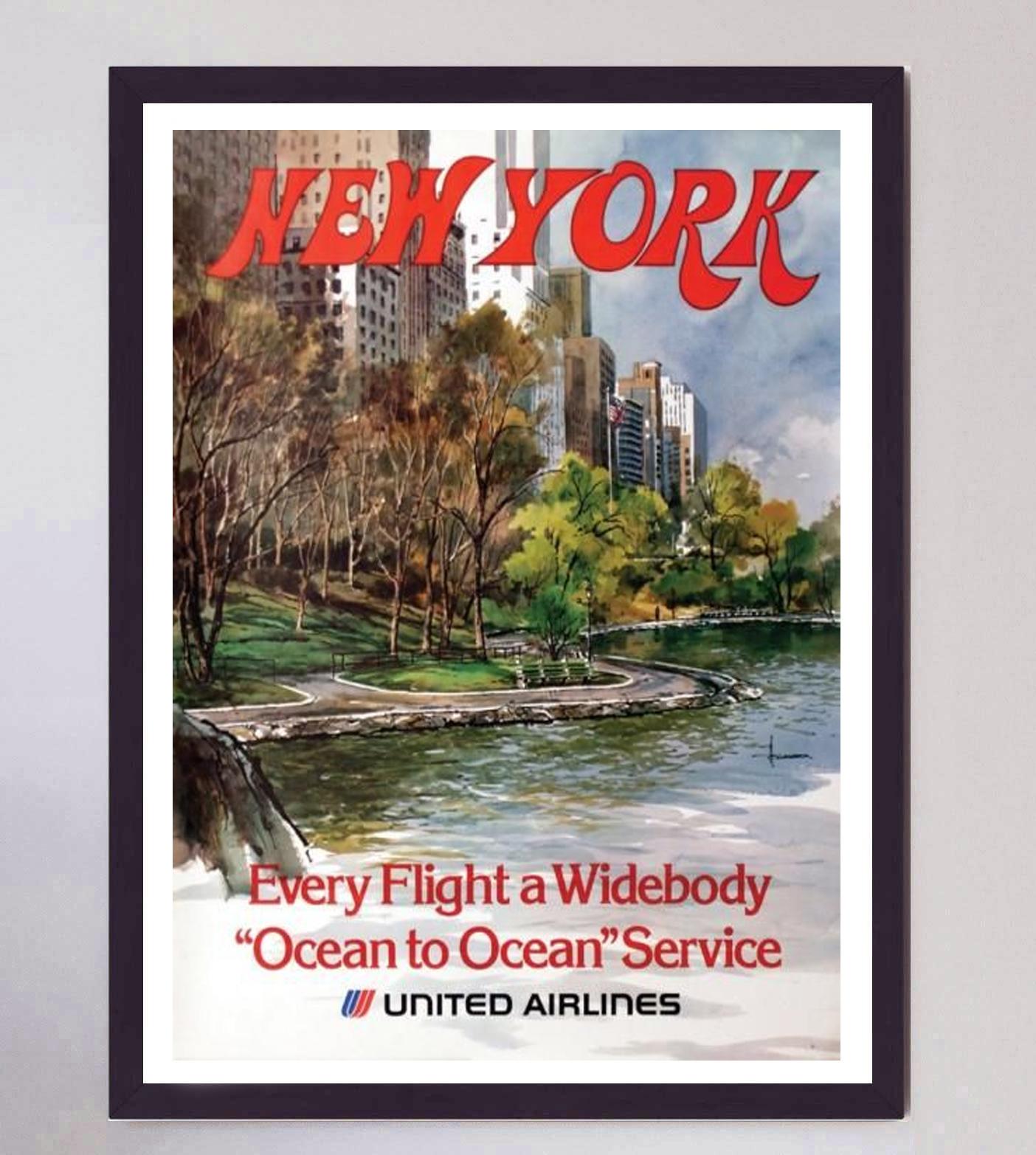 Late 20th Century 1970 United Airlines - New York Original Vintage Poster For Sale