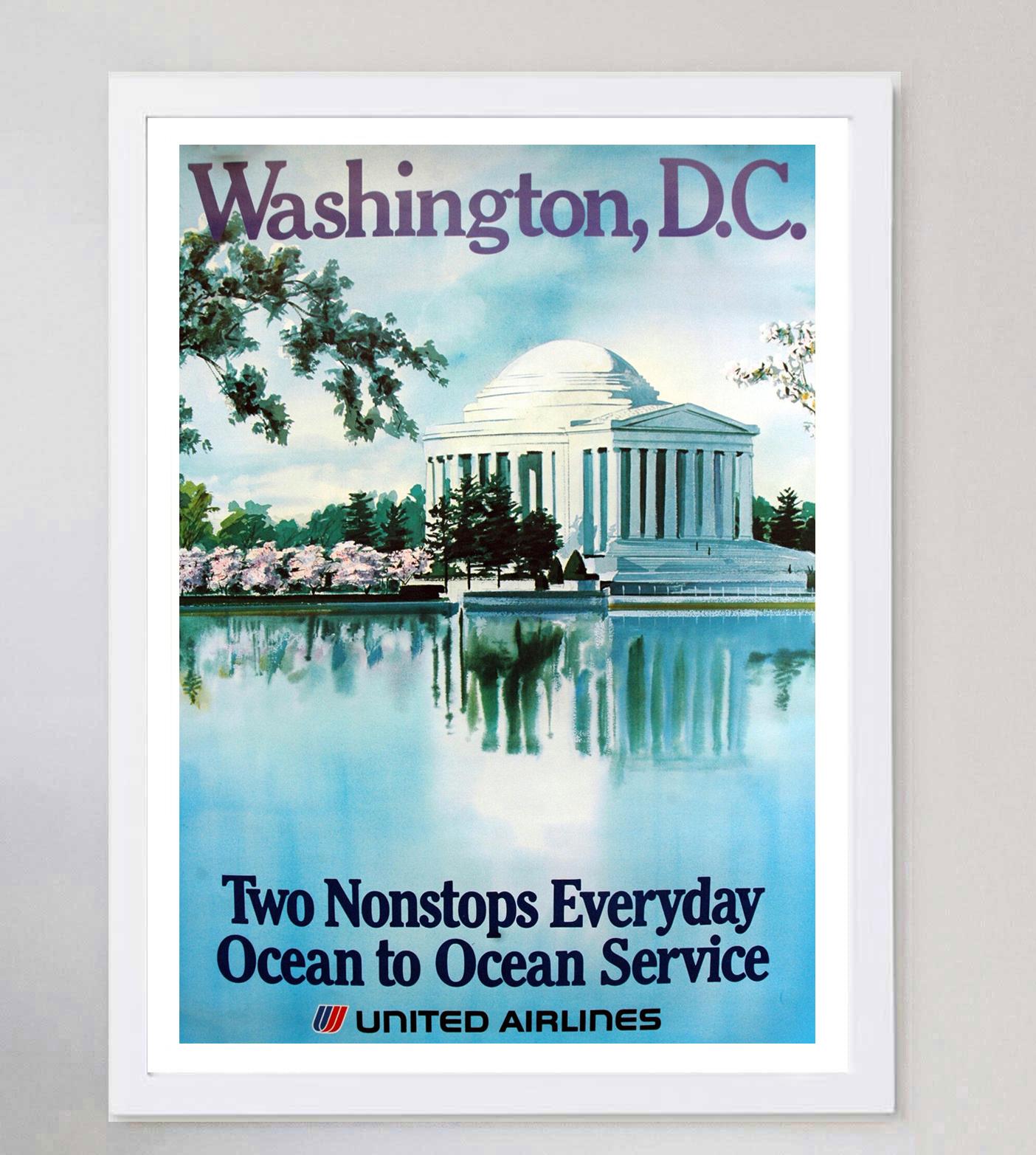 1970 United Airlines - Washington D.C. Original Vintage Poster In Good Condition For Sale In Winchester, GB