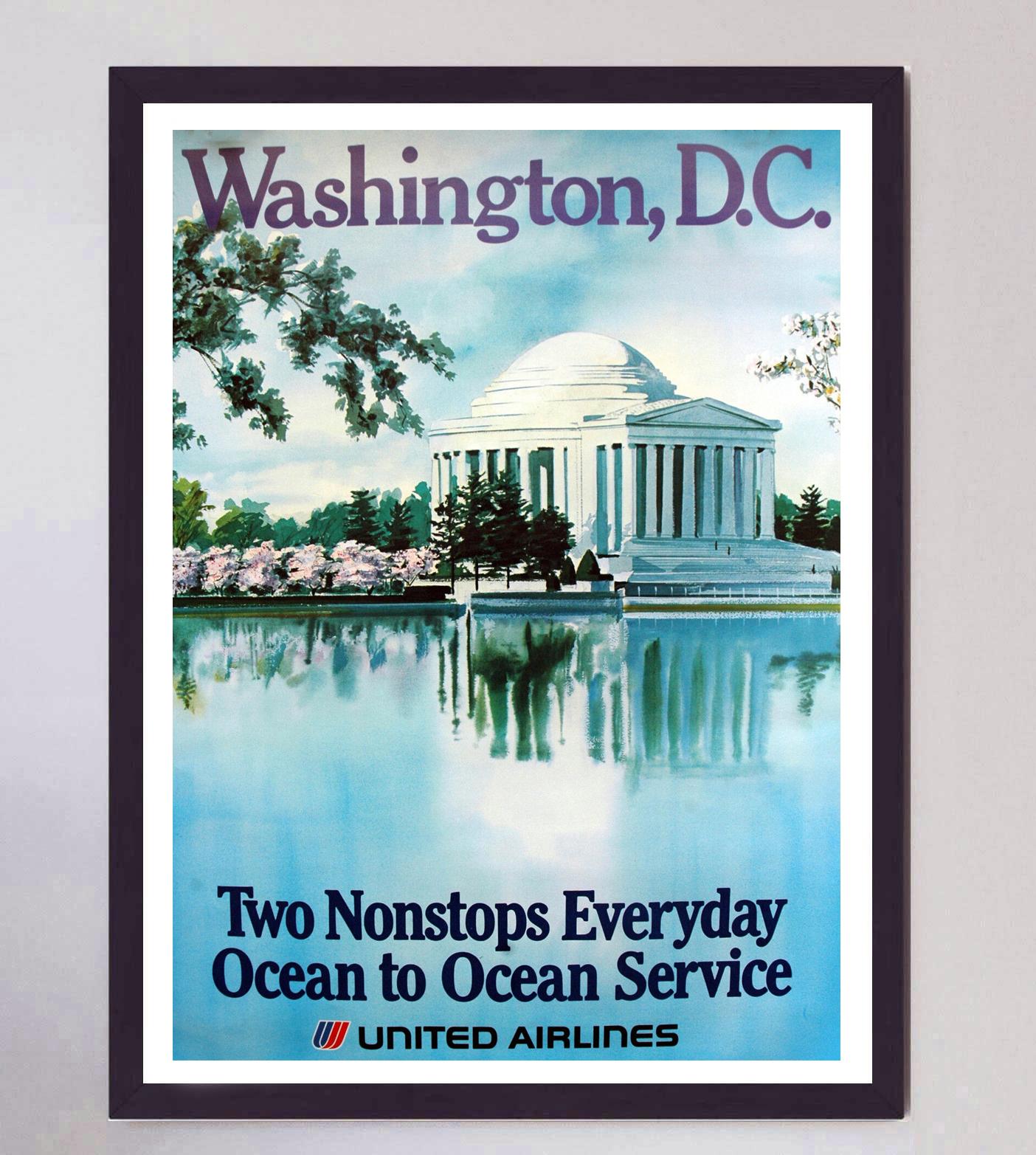 Late 20th Century 1970 United Airlines - Washington D.C. Original Vintage Poster For Sale