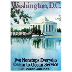 United Airlines 1970 - Washington D.C. Original-Vintage-Poster, Vintage