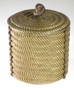 1970 Valenti Spain Brass Nautical Rope Brass Ice Bucket Wine Cooler