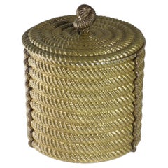 1970 Valenti Spain Brass Nautical Rope Brass Ice Bucket Wine Cooler
