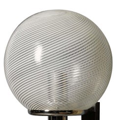 1970 Venini Filigrana White Murano Glass  Italian Design 2 Wall Lamps Sconces