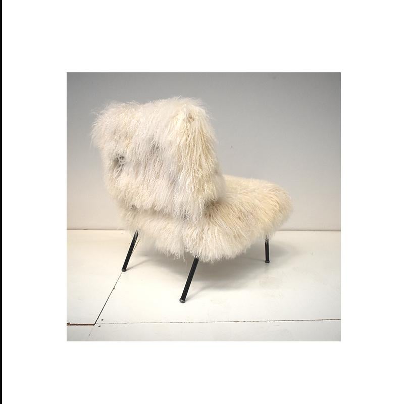 Late 20th Century 1970, Vintage Armchair Upholstered in Goat Fur For Sale