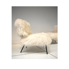 1970, Vintage Armchair Upholstered in Goat Fur
