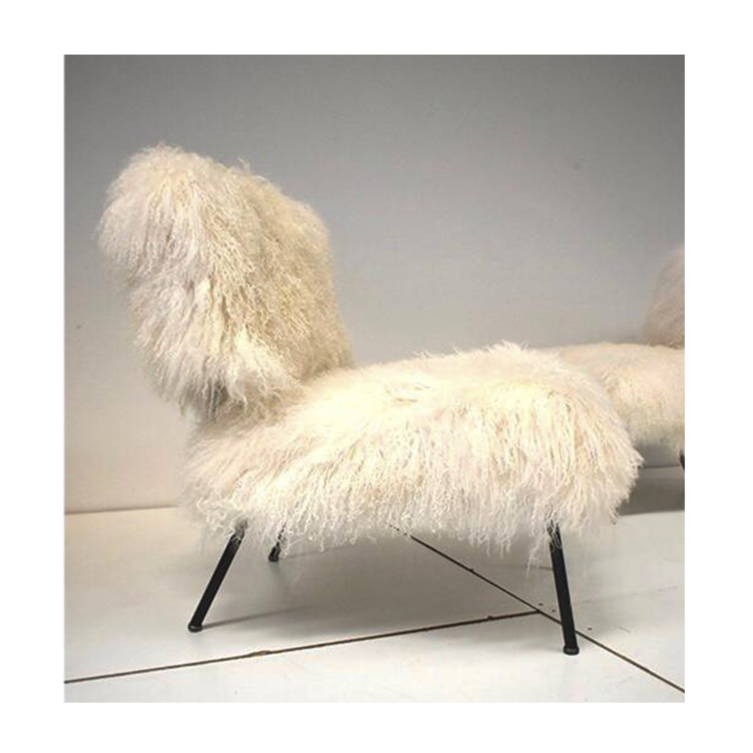 1970, Vintage Armchair Upholstered in Goat Fur For Sale