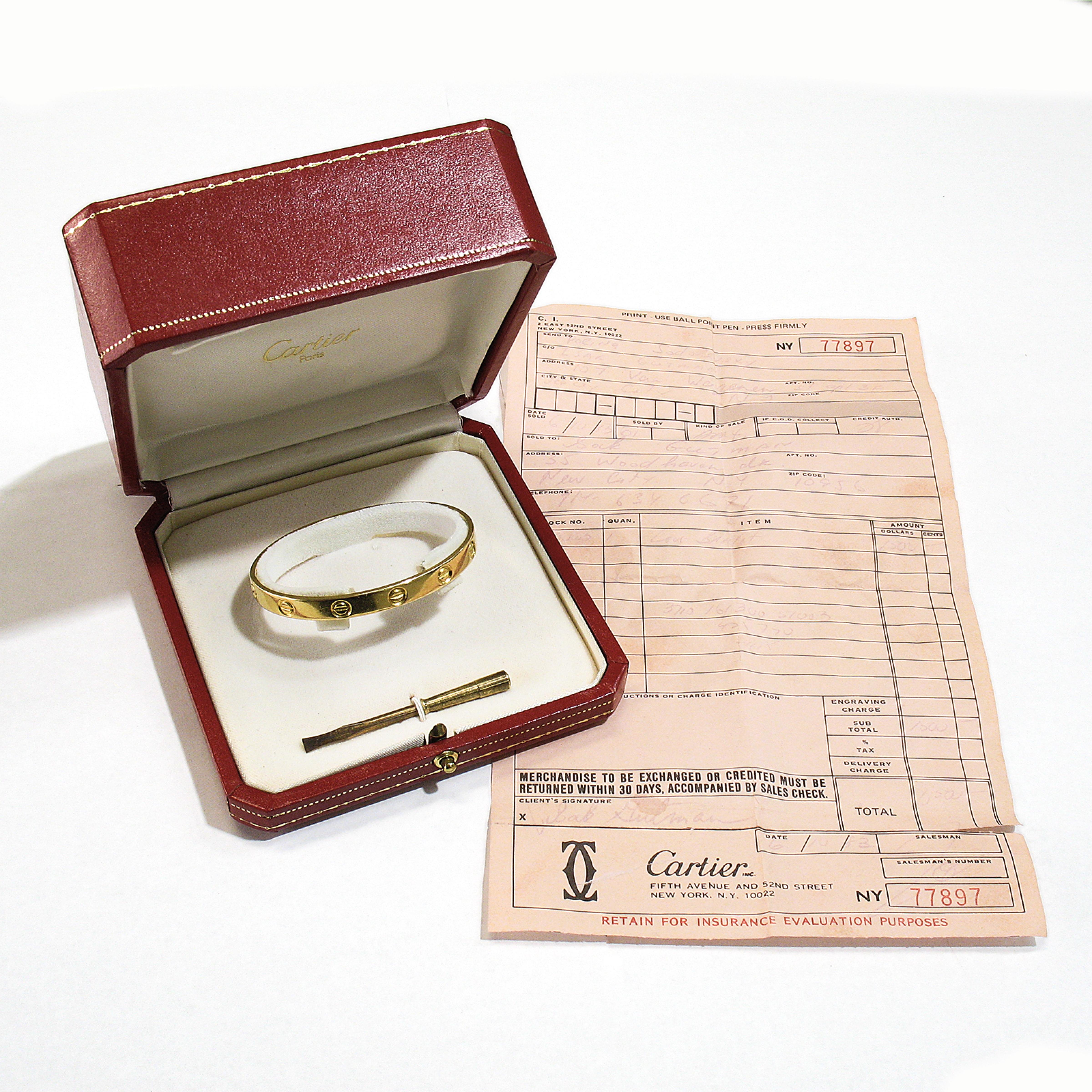 Cartier Bracelet jonc vintage Aldo Cipullo Love en or jaune 18 carats, 1970 Bon état à Montclair, NJ