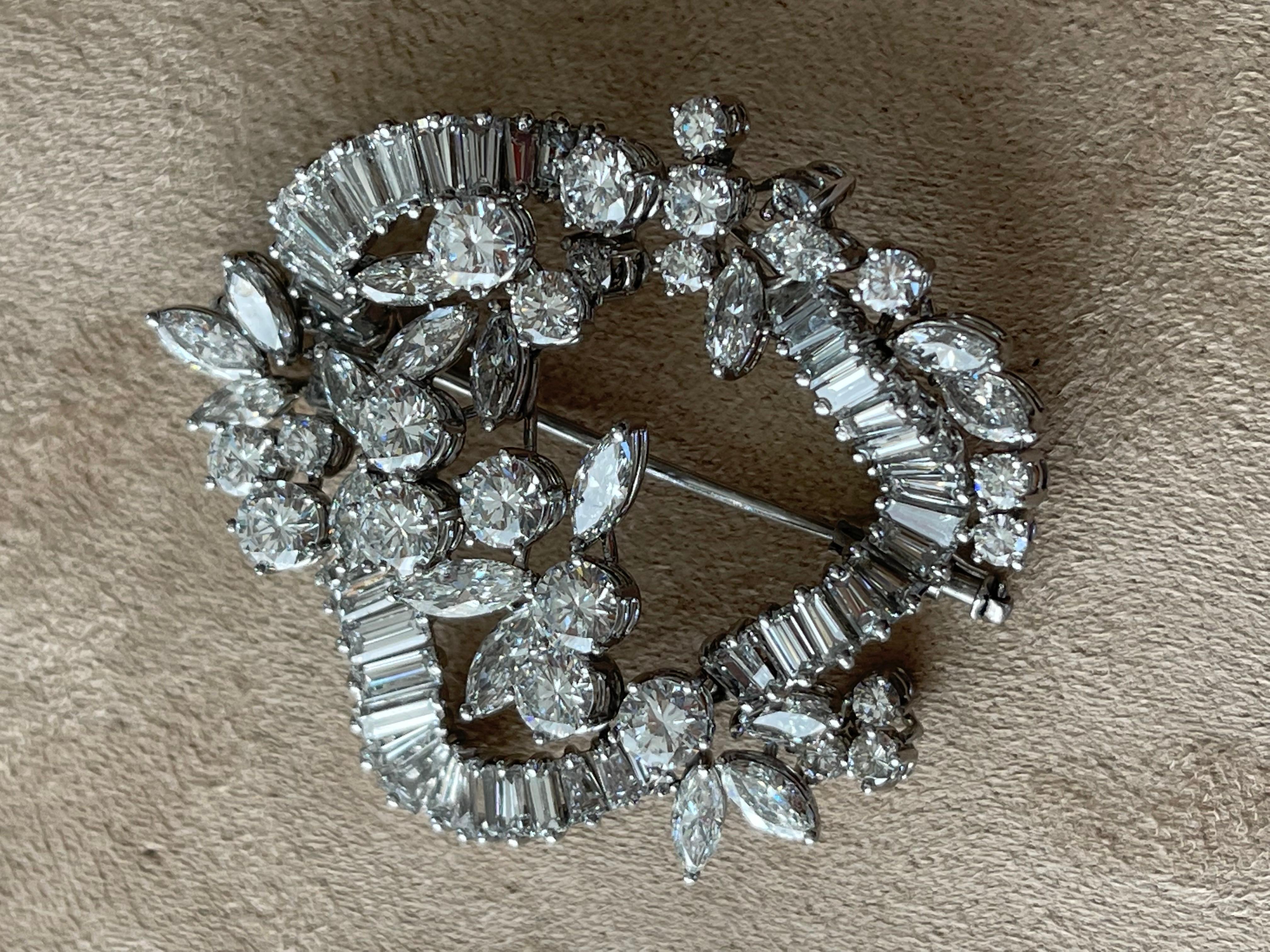 1970 Vintage Diamond Cluster Brooch over 10 Ct of Fine Diamonds For Sale 5