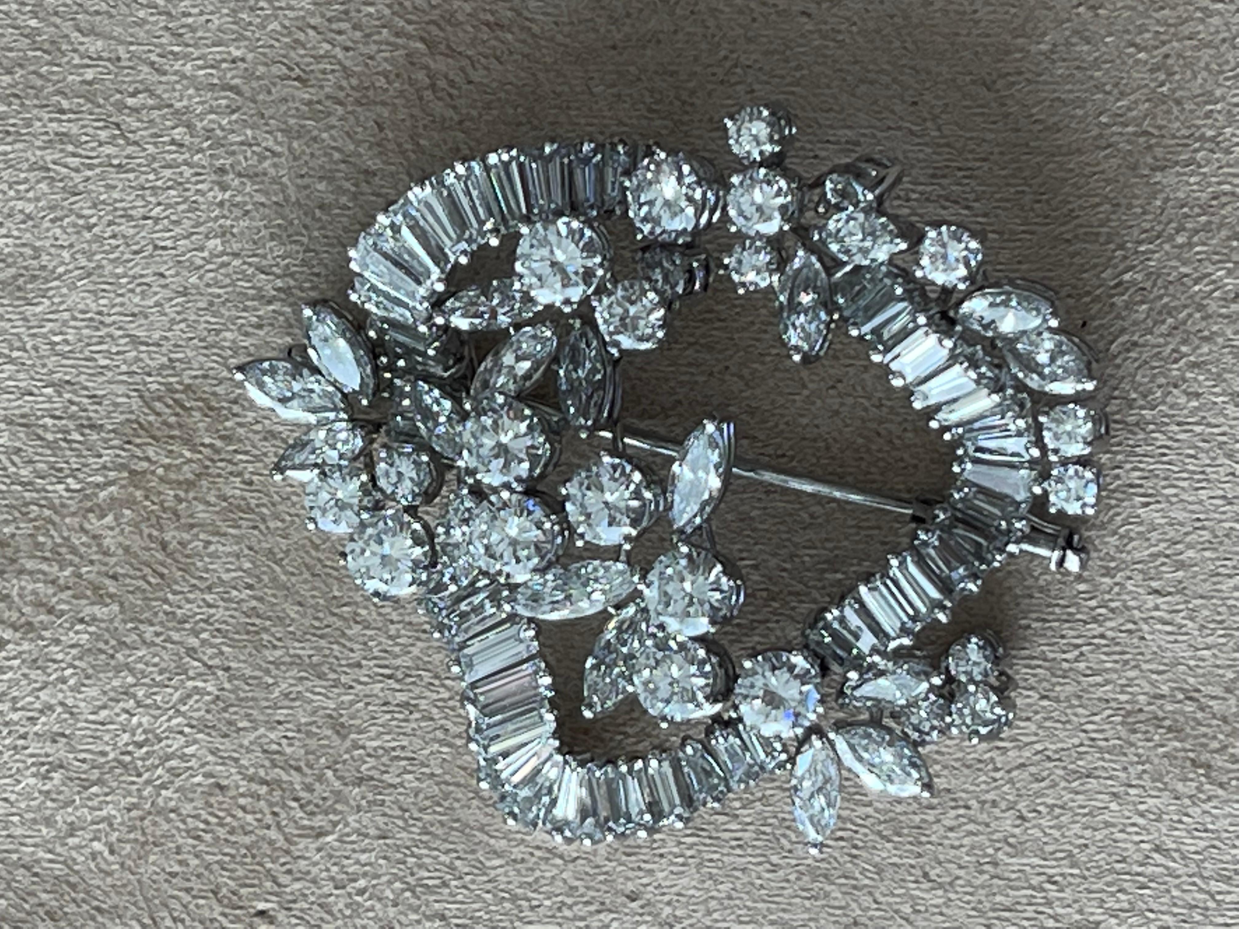 1970 Vintage Diamond Cluster Brooch over 10 Ct of Fine Diamonds For Sale 7