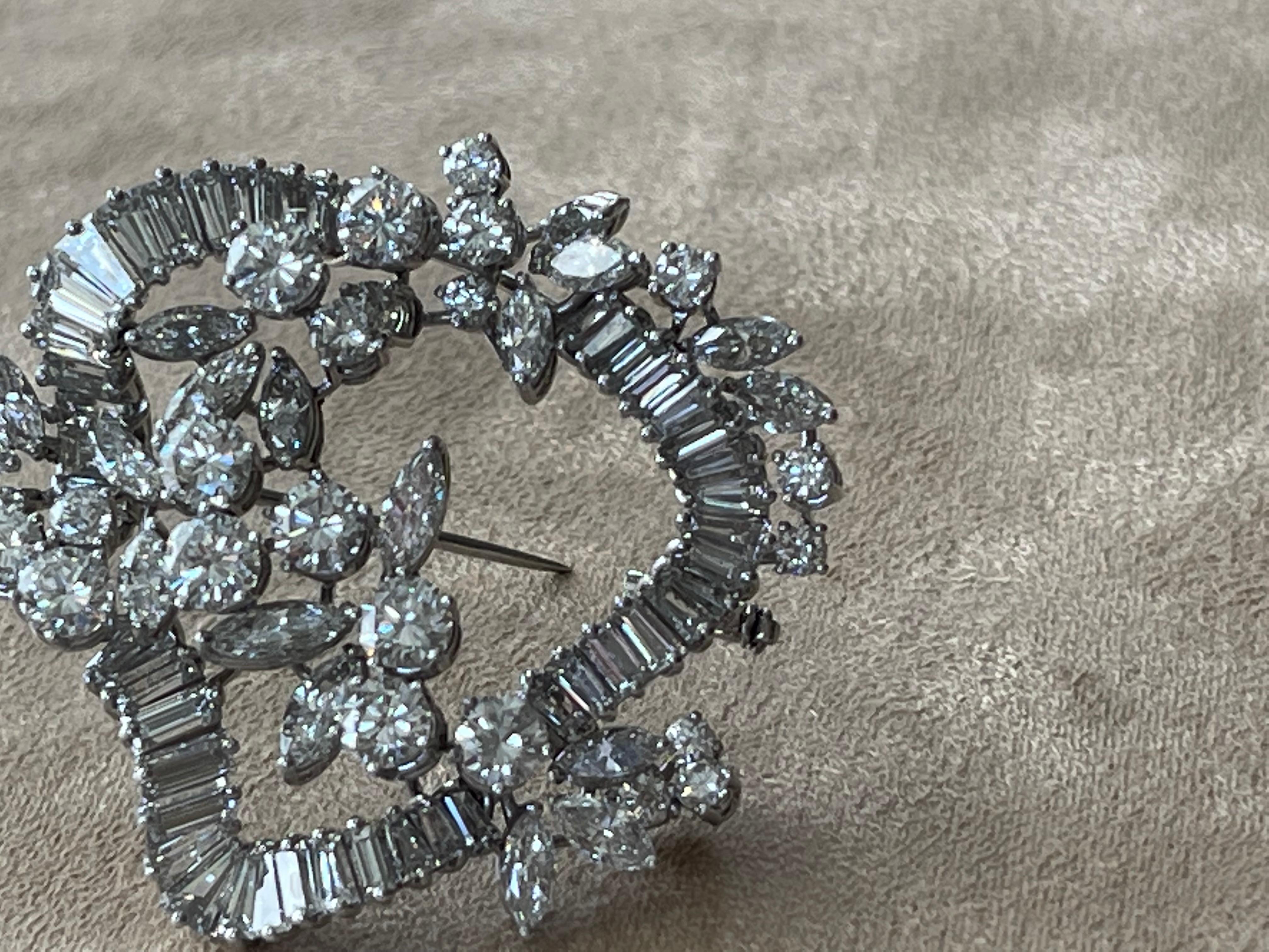 1970 Vintage Diamond Cluster Brooch over 10 Ct of Fine Diamonds For Sale 3