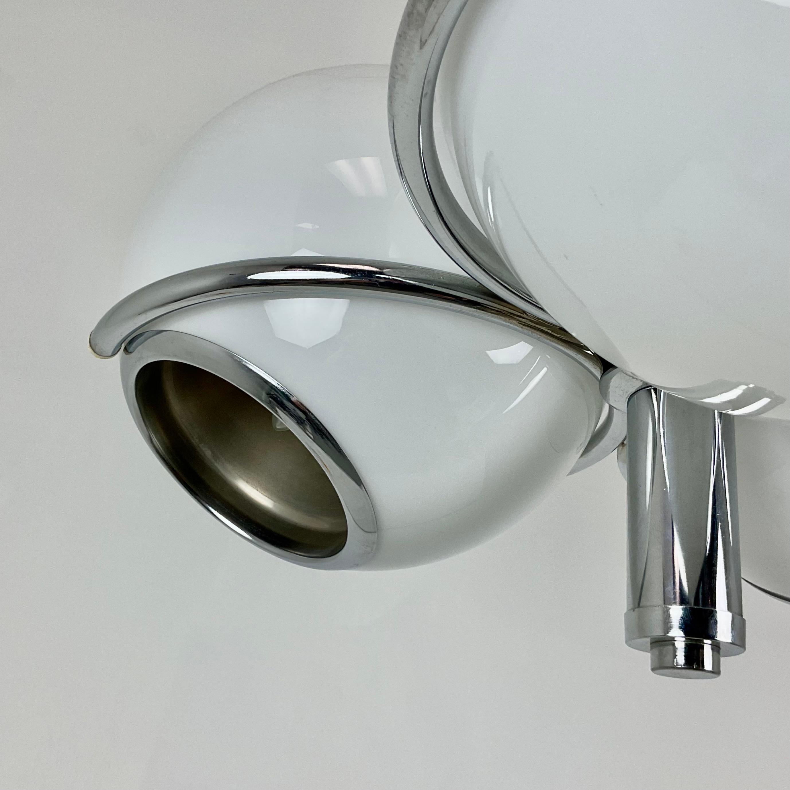 1970 Vintage Goffredo Reggiani Glass and Nickel Retro Chandelier For Sale 1