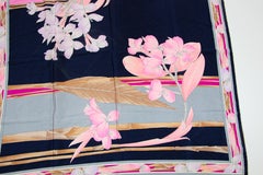 1970 Vintage Gorgeous Pink Silk Scarf by Leonard Paris France