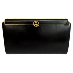 1970 Vintage GUCCI Calfskin Leather Evening Clutch Bag Navy