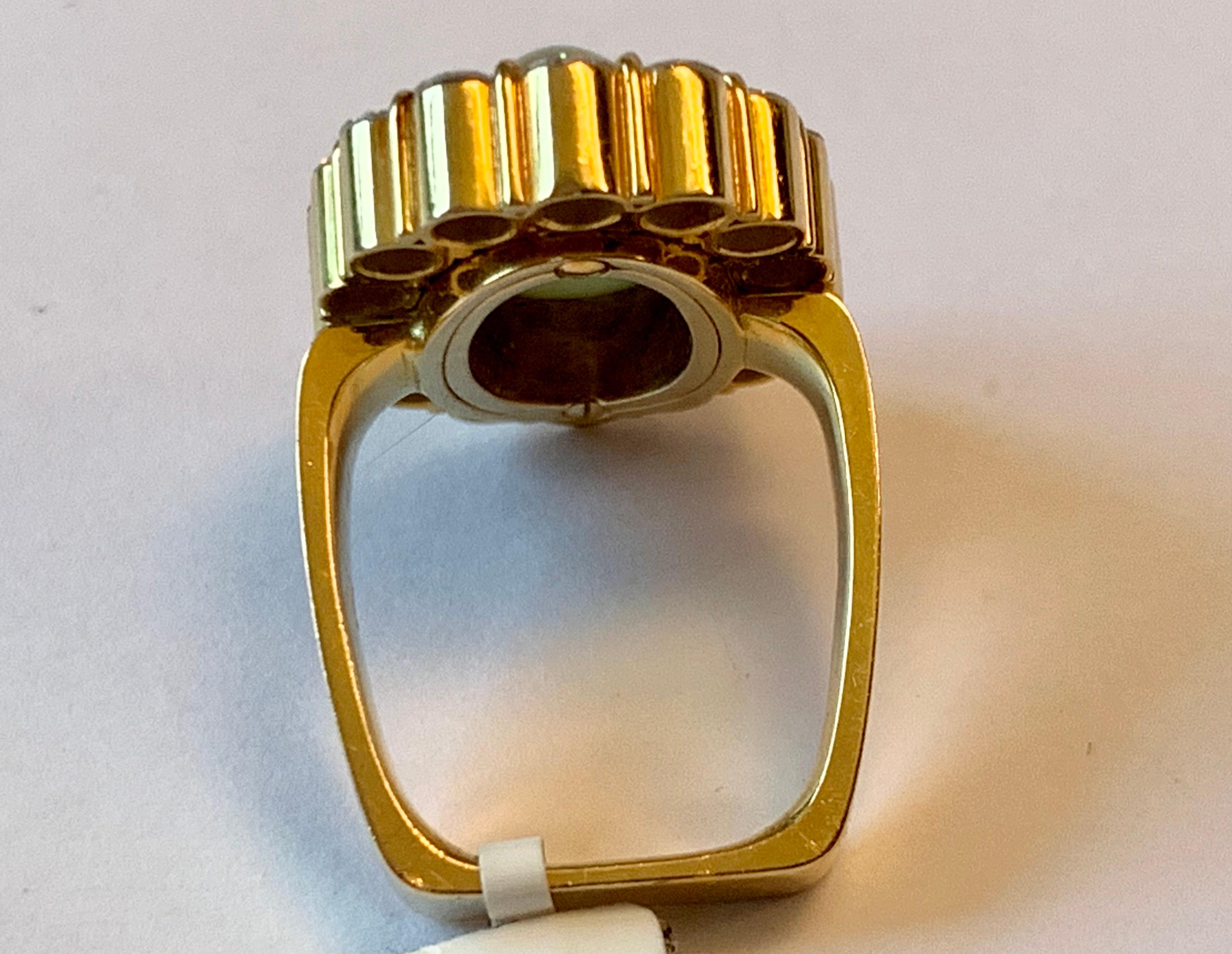 1970 Vintage Ring 18 K Yellow Gold Diamonds Cat's Eye Chrysoberyl Kurz Switzerla en vente 2