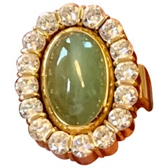 1970 Vintage Ring 18 K Gelbgold Diamanten Katzenauge Chrysoberyll Kurz Switzerla